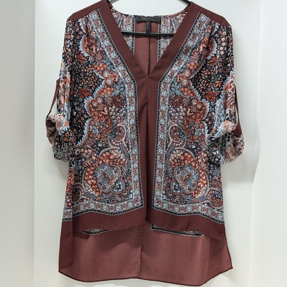 BCBGMaxazria Ali Hi Low Top in Maroon - Picture 10 of 13